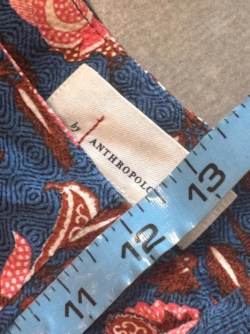 by Anthropologie NWT Blue Floral Bell Bottom Flare Pants US 10, Was $120 - Picture 7 of 9